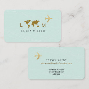 Carte de visite bleu clair pour un agent de voyage