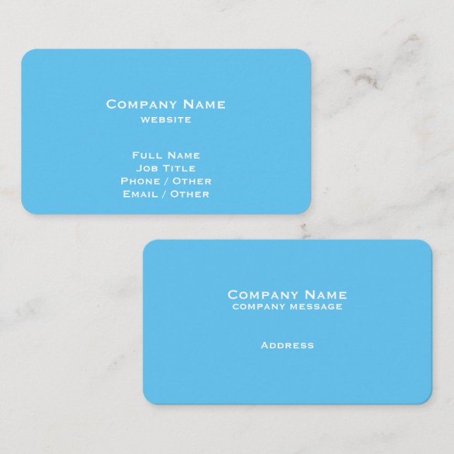 Carte de visite bleu clair simple (Devant / Derrière)
