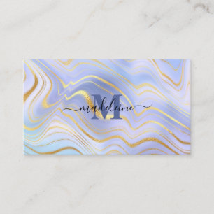 Carte De Visite Bleu cristal Marbre Iridescente Agate remarquable