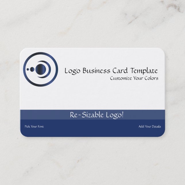 Carte De Visite Bleu Croissant Lune & Planètes Logo (Devant)