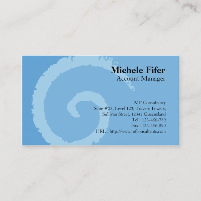 Carte de visite bleu curl (Devant)
