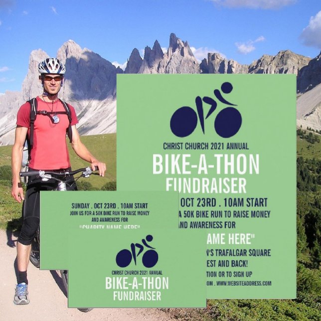 Carte De Visite Bleu Cycling Logo, Charity Bike-a-Thon Event (Créateur téléchargé)