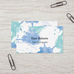 Carte de visite bleu   d'aquarelle créatif