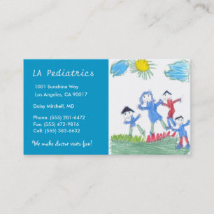 Carte De Visite Bleu de ciel de pédiatrie W/B