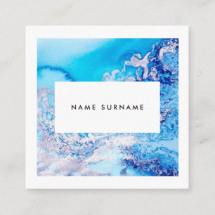 Carte de visite bleu de marbre de carré