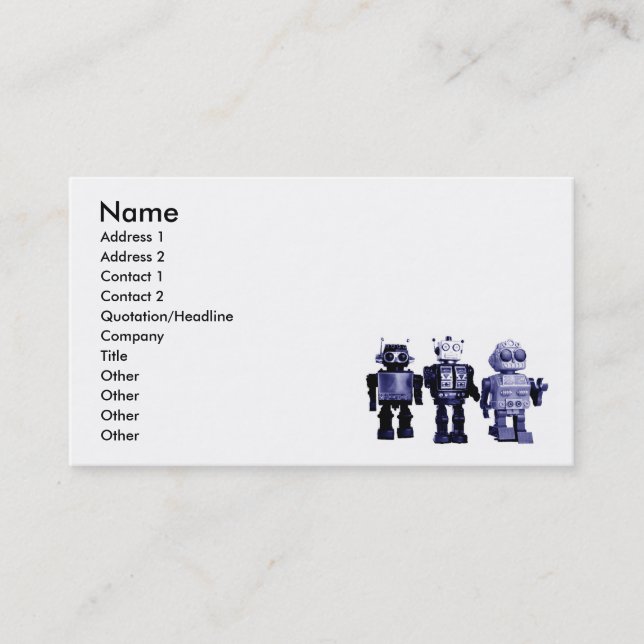 carte de visite bleu de robots (Devant)