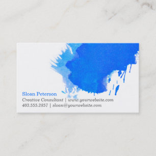 Carte de visite bleu de tache de peinture