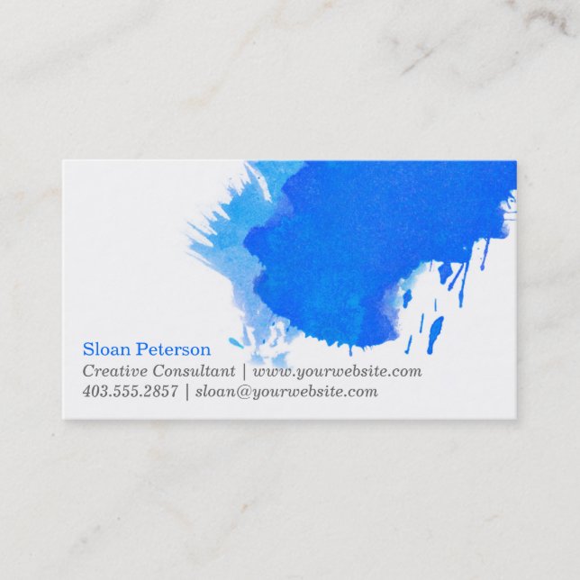 Carte de visite bleu de tache de peinture (Devant)