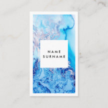 Carte de visite bleu de verticale d'aquarelle d'or