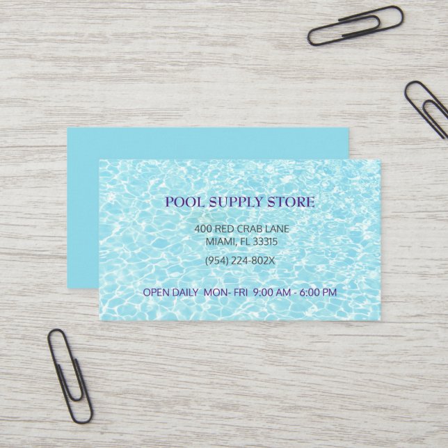 Carte De Visite Bleu d'eau Approvisionnement magasin / Réparation  (Devant/Arrière en situation)