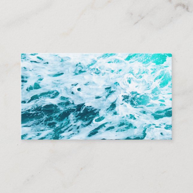 Carte De Visite Bleu des vagues océaniques, spray océanique, surf, (Devant)