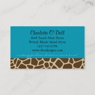 Carte De Visite bleu d'impression de girafe