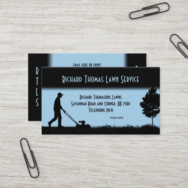 Carte de visite Bleu du paysage du service de pelo (Devant/Arrière en situation)