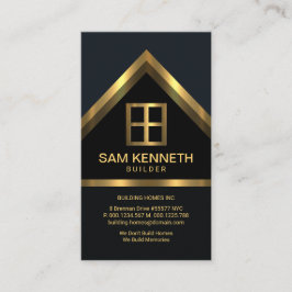 Carte De Visite Bleu Elegance Gold Home Toit Builder