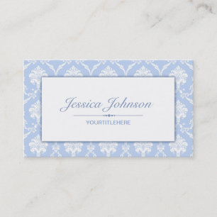 Carte de visite bleu élégant de motif de damass
