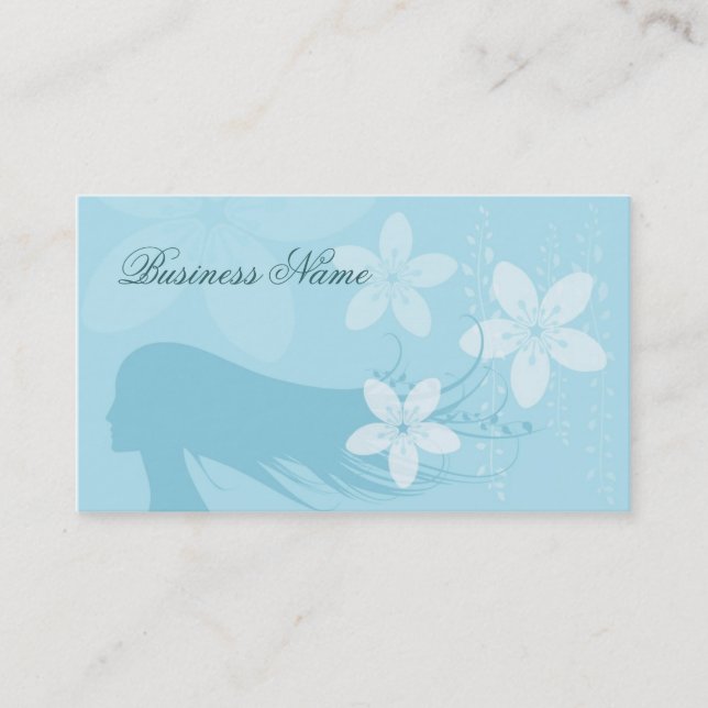 Carte De Visite Bleu en pastel de belle silhouette de fille (Devant)