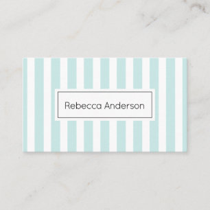 Carte de visite bleu en pastel de motif de rayures