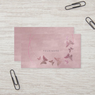 Carte De Visite Bleu en poudre délicat Ballet rose Papillon Vip