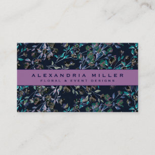 Carte De Visite Bleu et bleu marine Élégant Dainty Floral