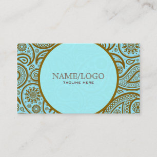 Carte De Visite Bleu et Brown Paisley Retro Motif-Modèle