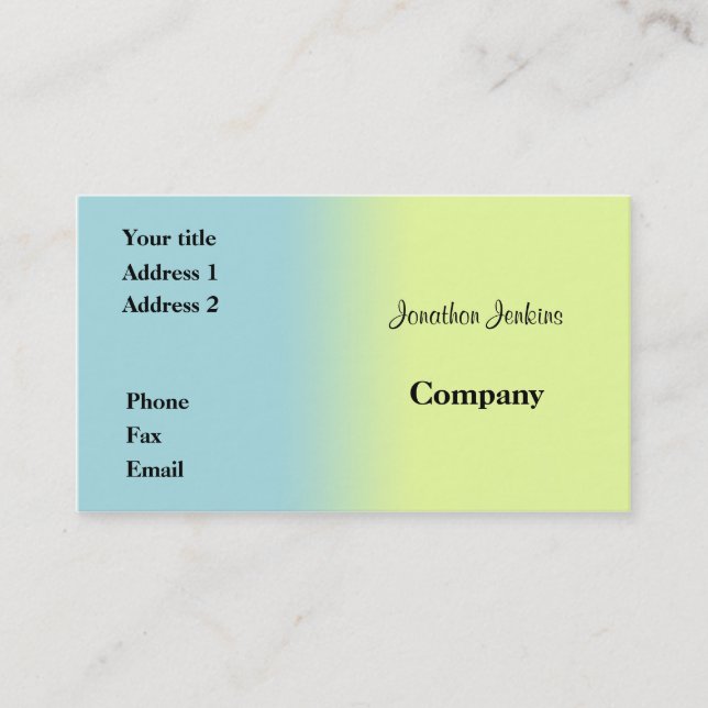 Carte De Visite Bleu et jaune (Devant)