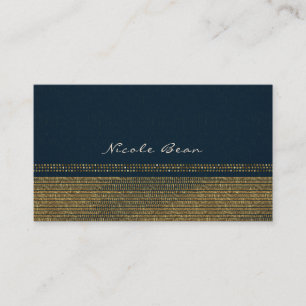 Carte De Visite Bleu et or Chic Étincelant Glam Élégant Personnali