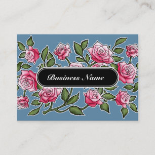 Carte De Visite Bleu floral de carré élégant de graphique