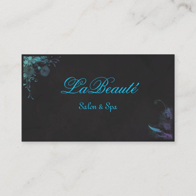 Carte de visite bleu floral de turquoise de spa (Devant)