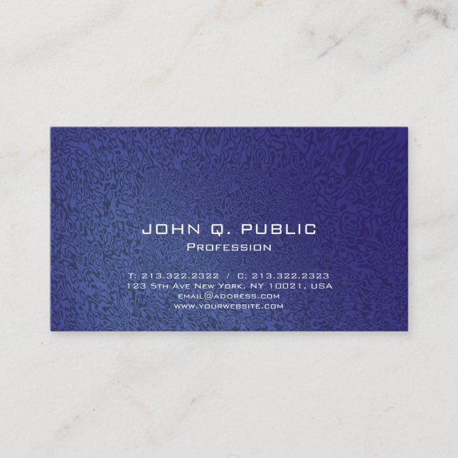 Carte De Visite Bleu-foncé élégant professionnel moderne élégant (Devant)