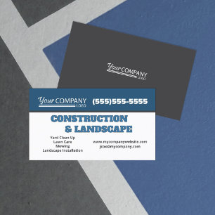 Carte De Visite Bleu foncé, Gris charbon, Logo Blanc Entreprise