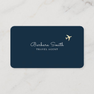 Carte de visite bleu foncé pour un agent de voyage