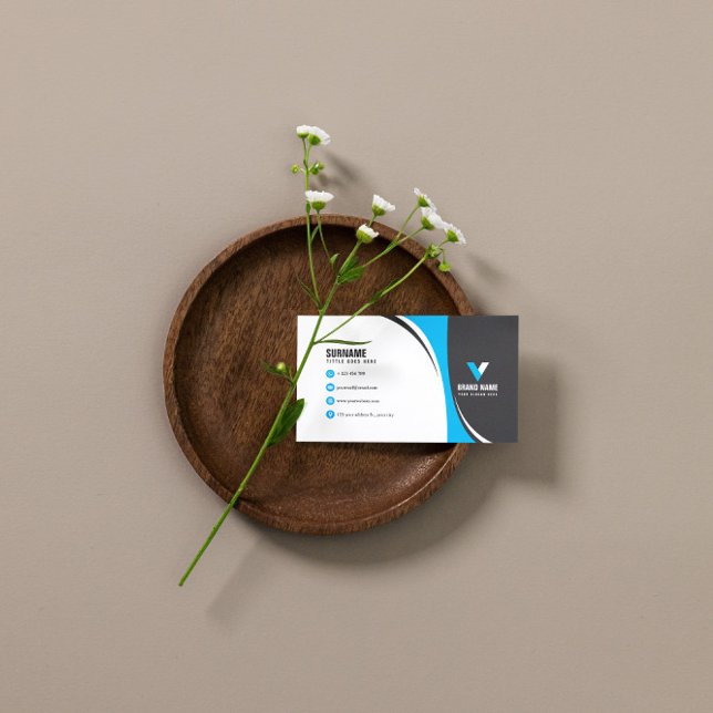 Carte De Visite Bleu frappant élégant (Créateur téléchargé)