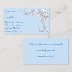 Carte De Visite Bleu glace Ouest style Floral Corner