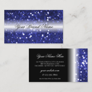 Carte De Visite Bleu glamour Parties scintillant et étoiles élégan