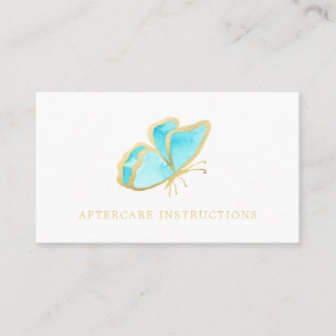 Carte De Visite Bleu Gold Butterfly Lash Instructions de soins pos