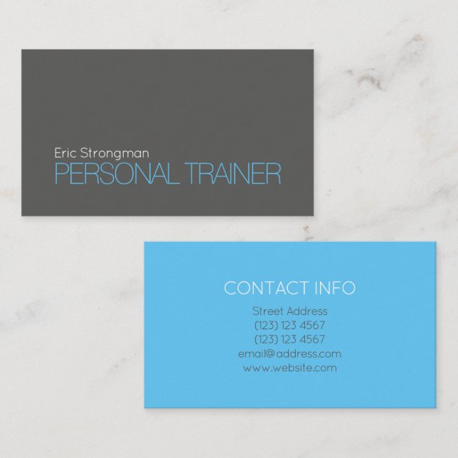 Carte De Visite Bleu gris de ton audacieux moderne de duo (Devant / Derrière)