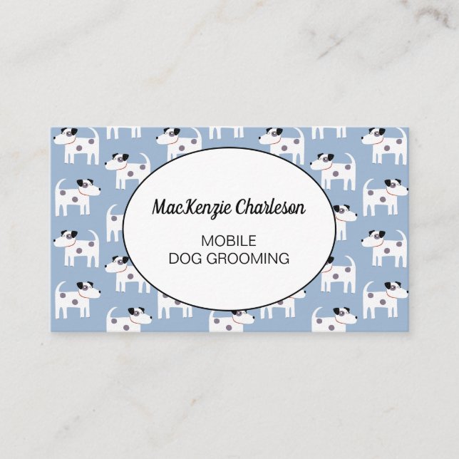 Carte de visite bleu Grooming pour chien mobile (Devant)