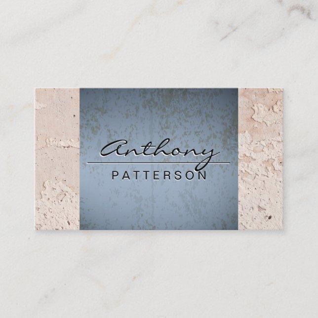 Carte De Visite Bleu Grunge | Arrière - plan de texture murale (Devant)