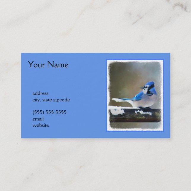 Carte De Visite Bleu Jay Painting - Art original pour les oiseaux (Devant)