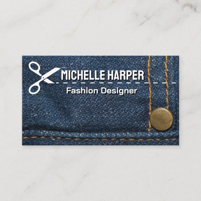 Carte De Visite Bleu Jeans Stitch | Concepteur d'armoires (Devant)