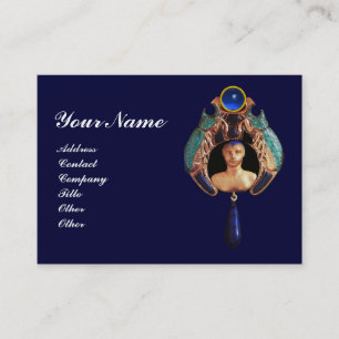 Carte De Visite Bleu Lady Bug, Lapis et Sapphire Gem Pierre Monogr