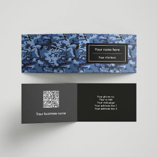 Carte De Visite Bleu marine camouflage, motif militaire, armée