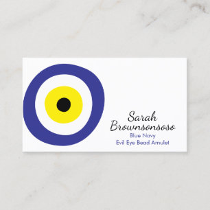 Carte De Visite Bleu Marine Jaune Evil Eye Bead Amulet