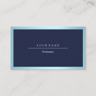 Carte De Visite Bleu marine métallique d'Aqua de cadre