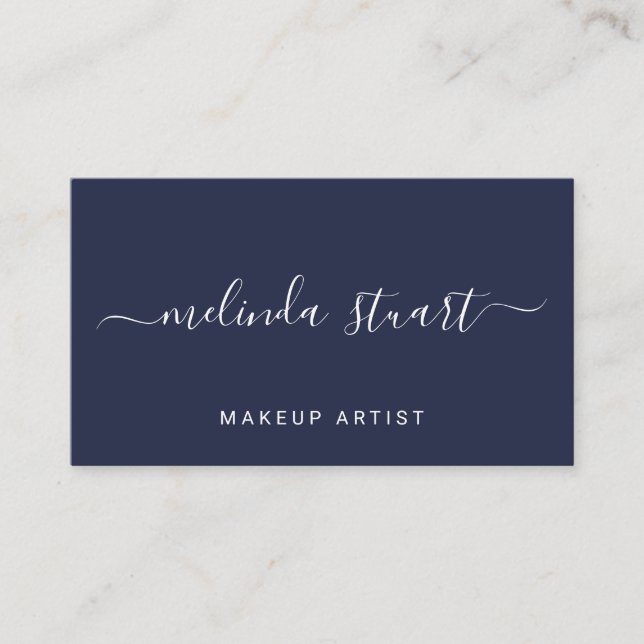 Carte De Visite Bleu marine moderne professionnel de manuscrit (Devant)