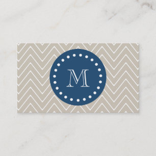Carte De Visite Bleu marine, motif beige   de Chevron votre