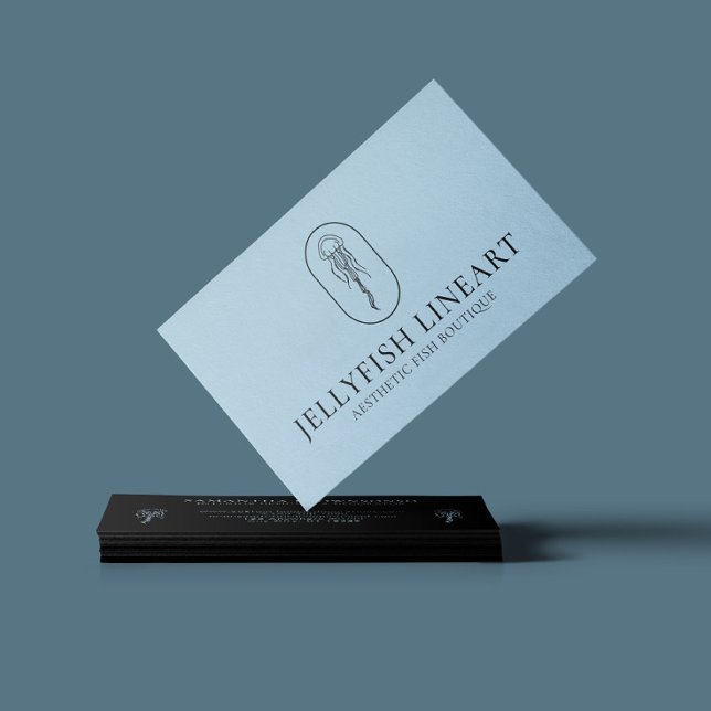 Carte De Visite Bleu méduse marine de l'océan Noir (Créateur téléchargé)