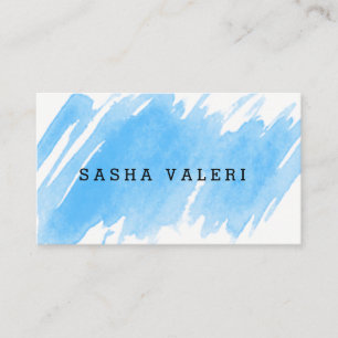 Carte de visite bleu minimaliste d'aquarelle