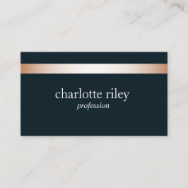 Carte De Visite Bleu | Moderne Rose Gold Stried Stylish