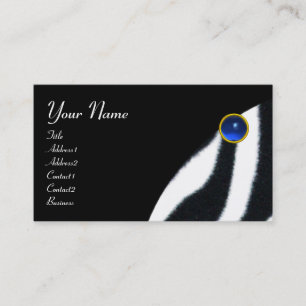 Carte De Visite BLEU NOIR BLANC FOURRURE DE ZÈBRE MONOGRAMME ,Sap